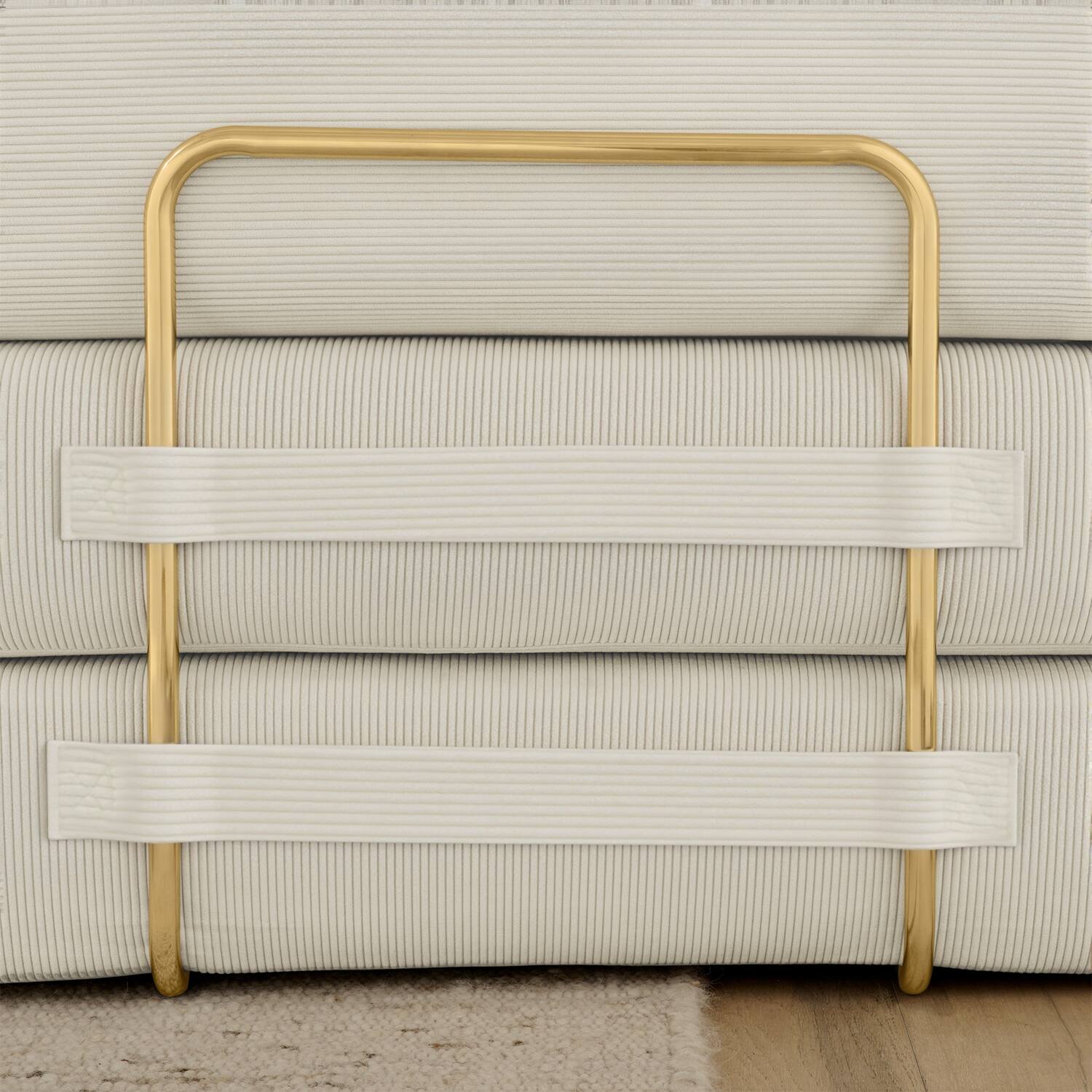 Alt View 1. Trinkets Crazed - 4-In-1 Free Combination Loveseat Convertible Sleeper Sofa Bed Floding Futon Couch Corduroy Modular Sofa Couch - Beige.