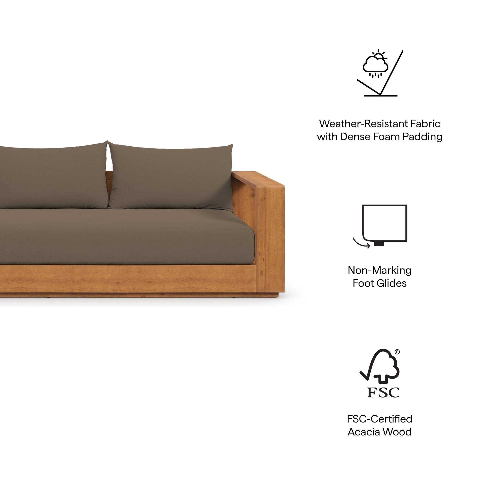 Weather-Resistant Fabric with Dense Foam Padding  
Non-Marking Foot Glides  
FSC-Certified Acacia Wood