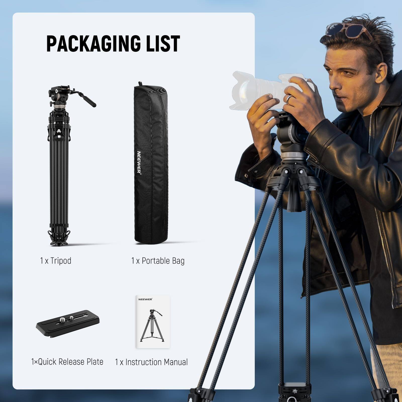 PACKAGING LIST

1 x Tripod  
1 x Portable Bag  
1 x Quick Release Plate  
1 x Instruction Manual