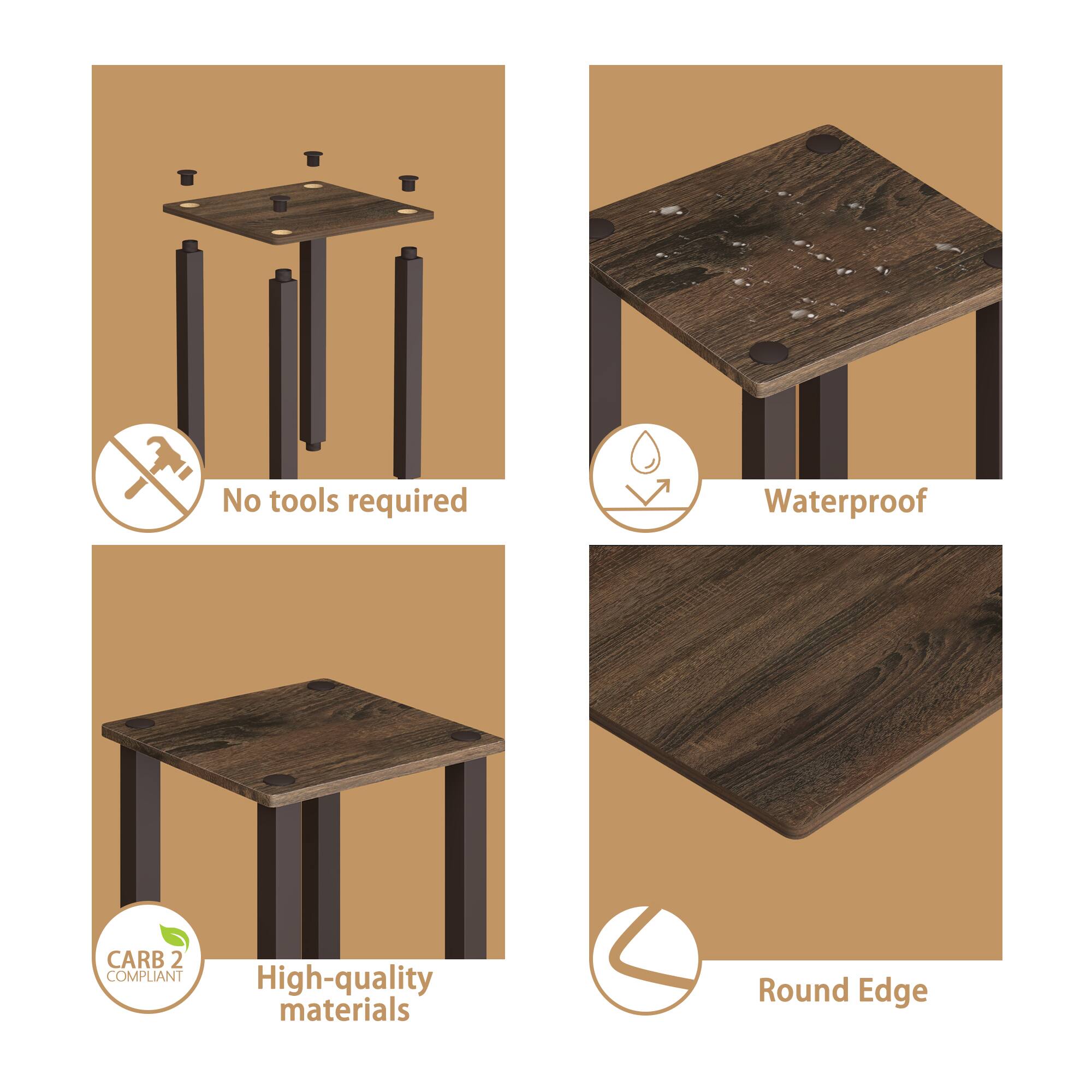 - No tools required
- Waterproof
- CARB 2 COMPLIANT
- High-quality materials
- Round Edge
