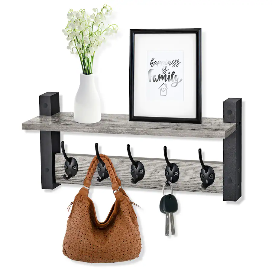 Sorbus Coat Hooks Wall Mount with Shelf, 16 Inch Coat Rack Wall Mount ...