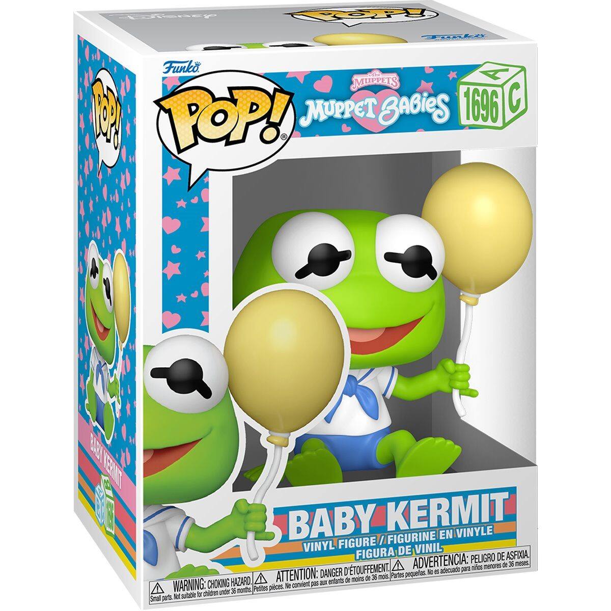 Looney FP bY Funko Cie MUPPET BABIES 1696  
I POP! BAEI KENNT BABY KERMIT FIGURINE EN VINYLE FIGURE / VINYL DE VINIL FIGURA  
ADVERTENCIA: PELIGRO DE ASFIXIA menores de 36 meses D'TOUFFEMENT adecuado para niños ATTENTION: DANGER pequetas.  
to el moirs de 36 nos Partes HAZARD au enfants de WARNING: CHOKING Pettes pieces.  
e convient pas chidren under 36 munts Not suitable for children under 36 months.  
Small parts. Not suitable for children under 36 months.  
Petites pièces. Ne convient pas aux enfants de moins de 36 mois.  
Pequeñas piezas. No adecuado para niños menores de 36 meses.