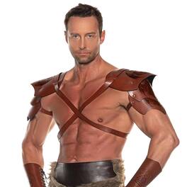 Underwraps - Dragon Warrior Faux Leather Shoulder Pauldrons Adult Costume Accessory - Brown