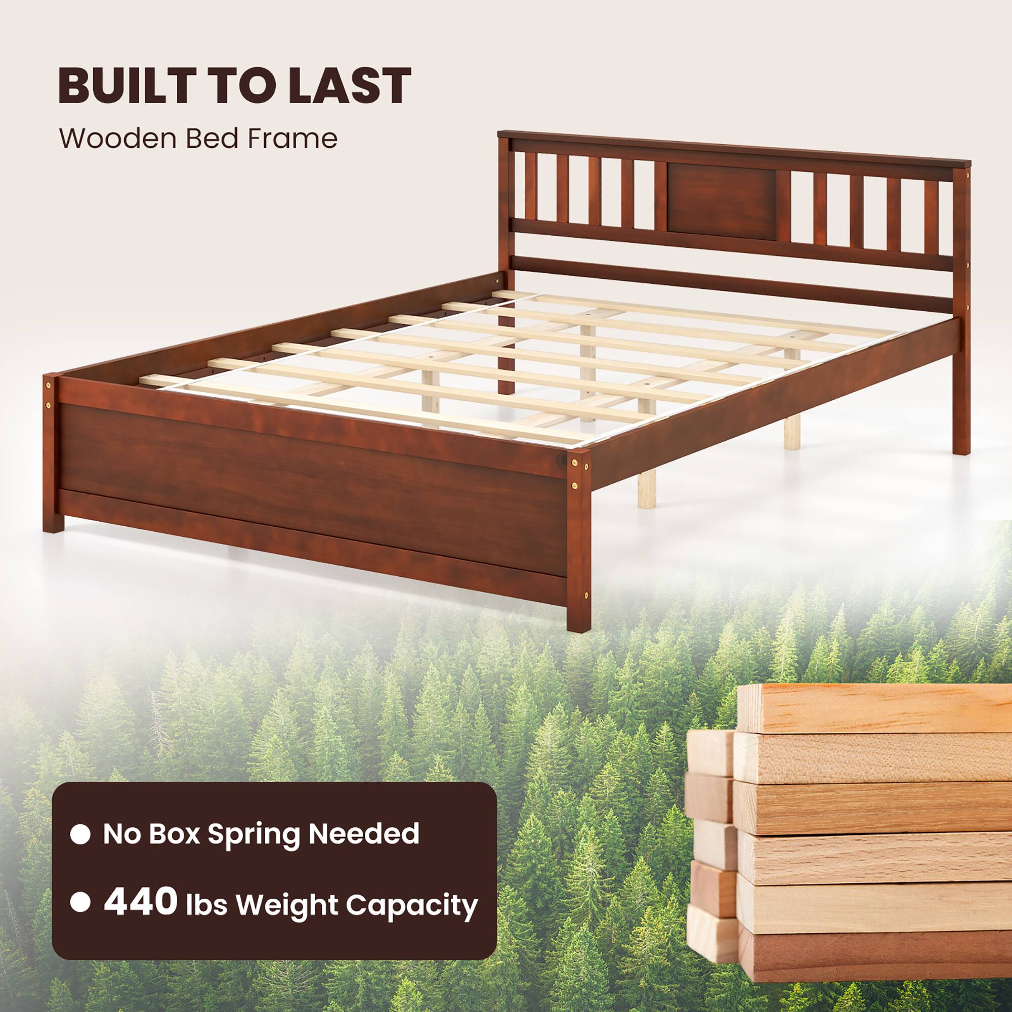 BUILT TO LAST
Wooden Bed Frame
No Box Spring Needed
440 lbs Weight Capacity