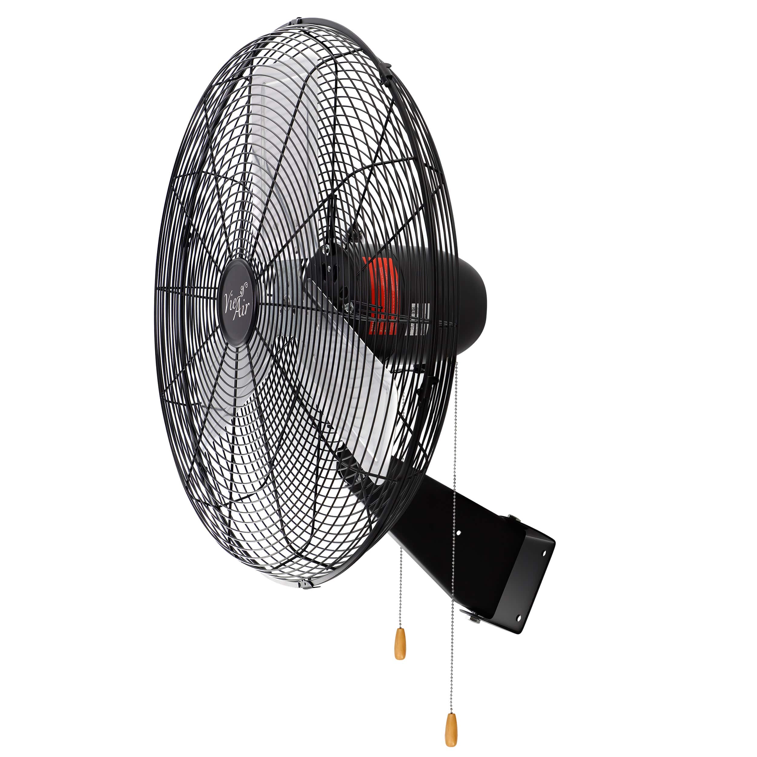 VieAir - The Vie Air 24 Inch Tilting Wall Mountable Heavy Duty Commercial Strength Oscillating Fan with 3 Speed Motor - Black
