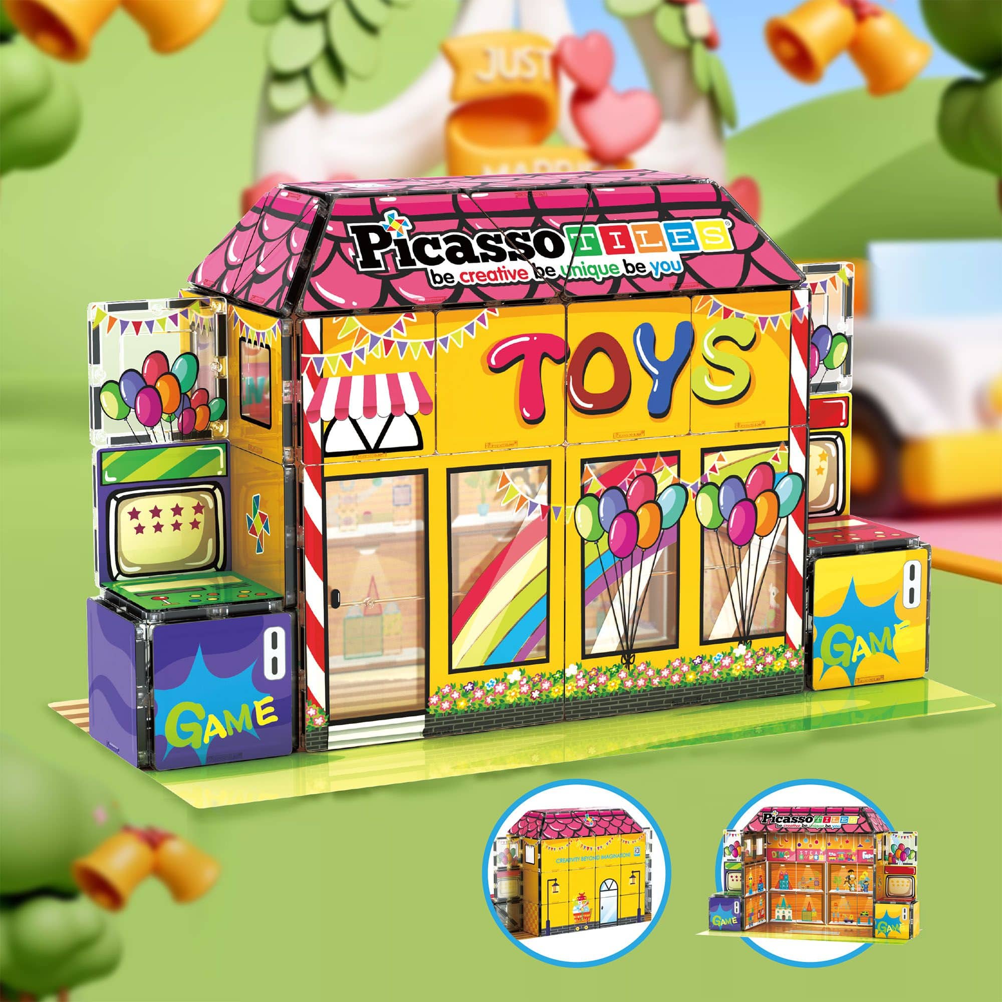 PicassoTiles - PICASSO-TILES Magnetic Tiles for Kids – Toy Shop Store Theme 60PCS STEM Construction Building Blocks Educational Toy