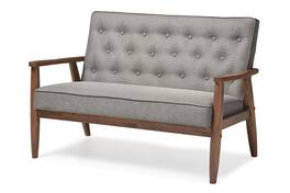 Baxton Studio - Sorrento Mid-century Retro Modern Fabric Upholstered Wooden 2-seater Loveseat - Gray