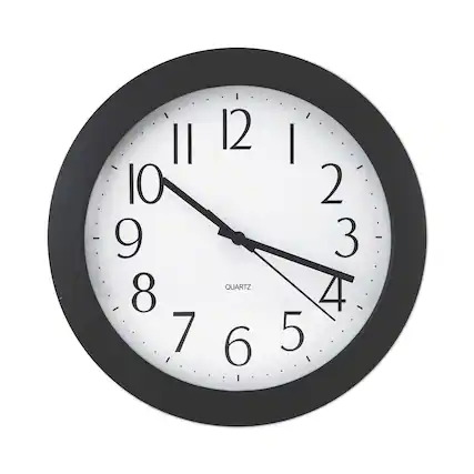 Front. Universal - UNV10451 12 in. Diameter Cordless Whisper Quiet Clock - Black - White/Black.