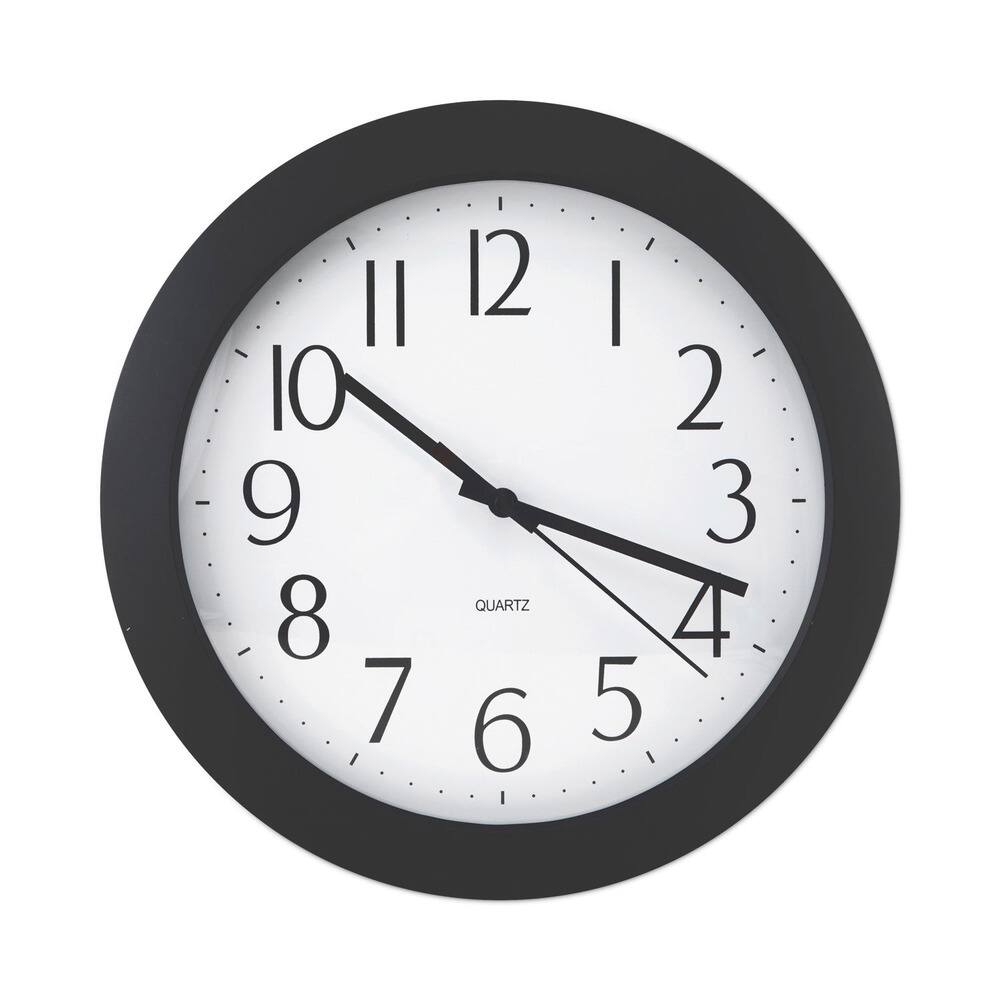 Universal - UNV10451 12 in. Diameter Cordless Whisper Quiet Clock - Black - White/Black