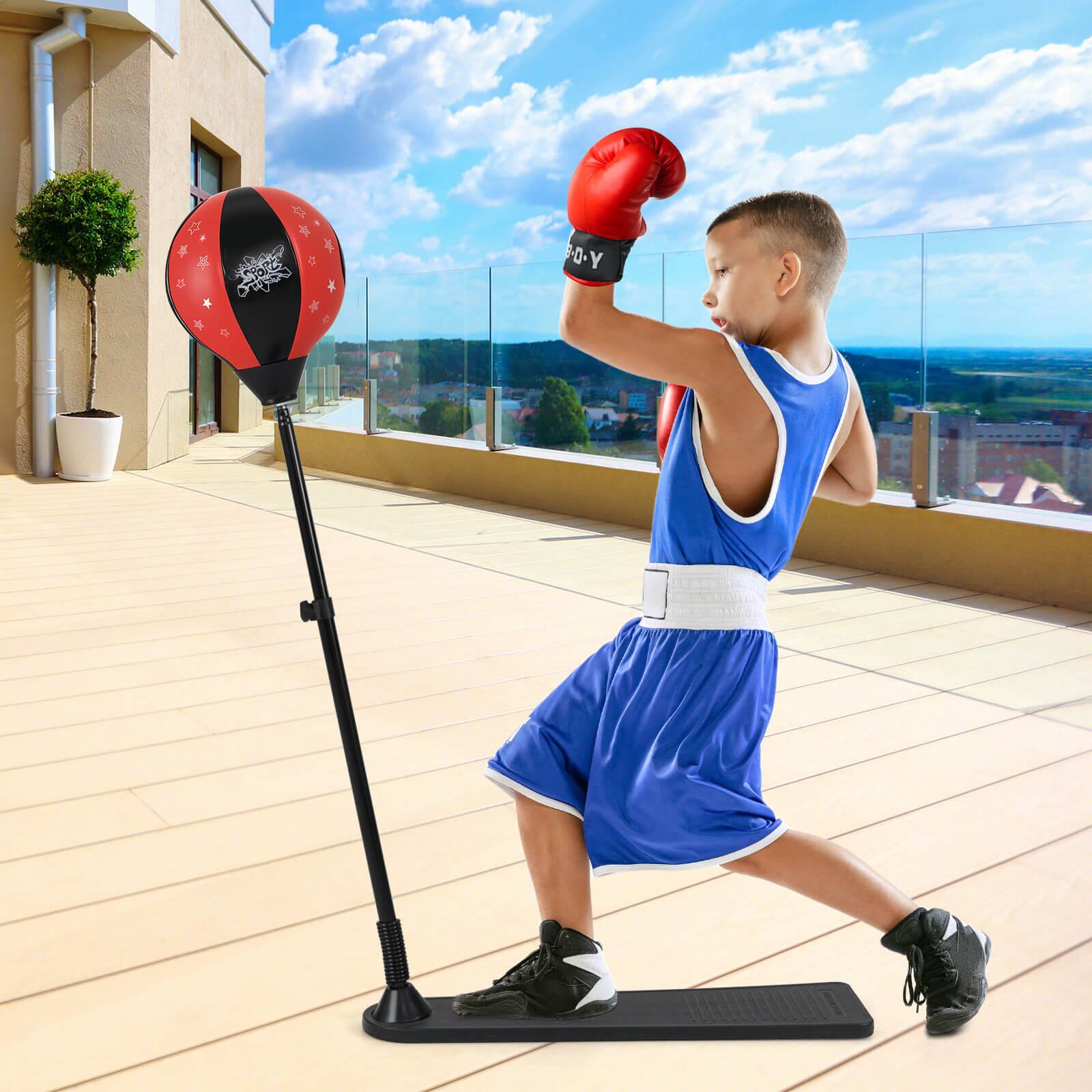 Alt View 3. Costway - Costway Punching Bag for Kids with Gloves and Adjustable Height for Boys and Girls - Black,Red.
