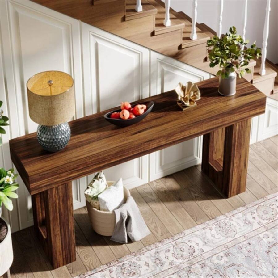 Hivvago Modern Farmhouse 63 inch Long Narrow Console Sofa Table Wood ...