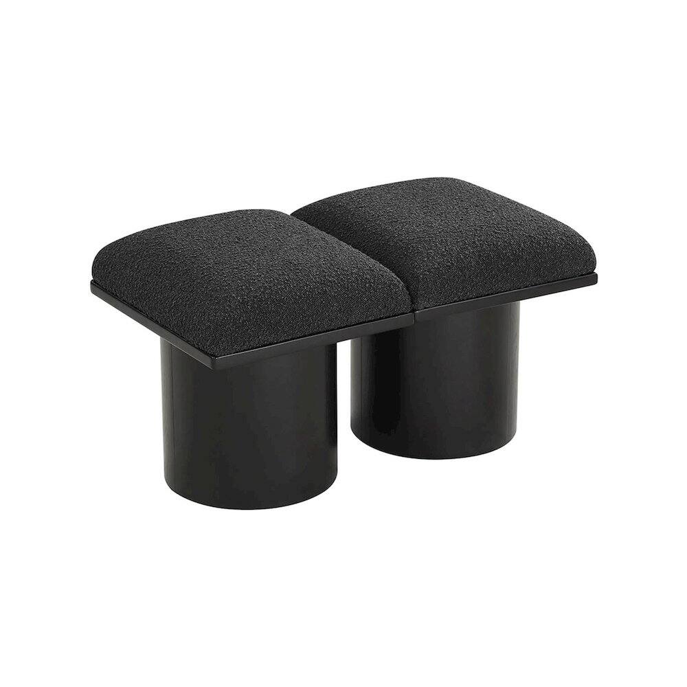 Back. Meridian Furniture - Pavilion Black Boucle Fabric Bench - Black Boucle Fabric.