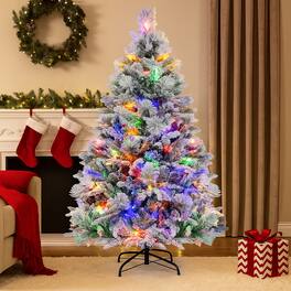 BreeBe - Christmas Tree 4.5FT/6FT/7FT Artificial with Pine Branches & LEDs - Green