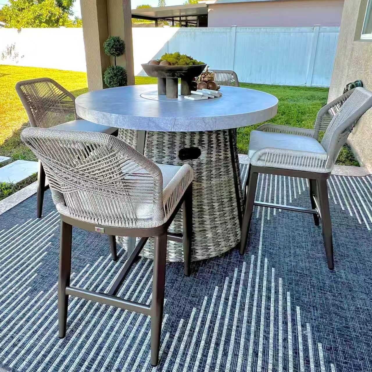 Alt View 3. PURPLE LEAF - Patio Outdoor Bar Stool Counter Height Set of 2 Rattan Chair with Back Modern Aluminum Woven Barstools for Garden Indoor - Coffee-Counter Stool.