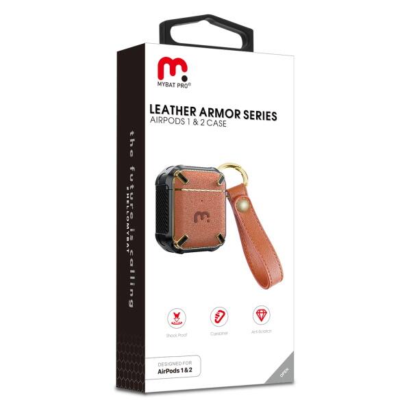 MYBAT PRO LEATHER ARMOR SERIES AIRPODS 1 & 2 CASE the #HELLOMYBAT NELLO future.is.calling futureis is E. calling  Art-Scratc Shock Podf Carobine DESIGNED FOR AirPods 1 1&2 OPEN