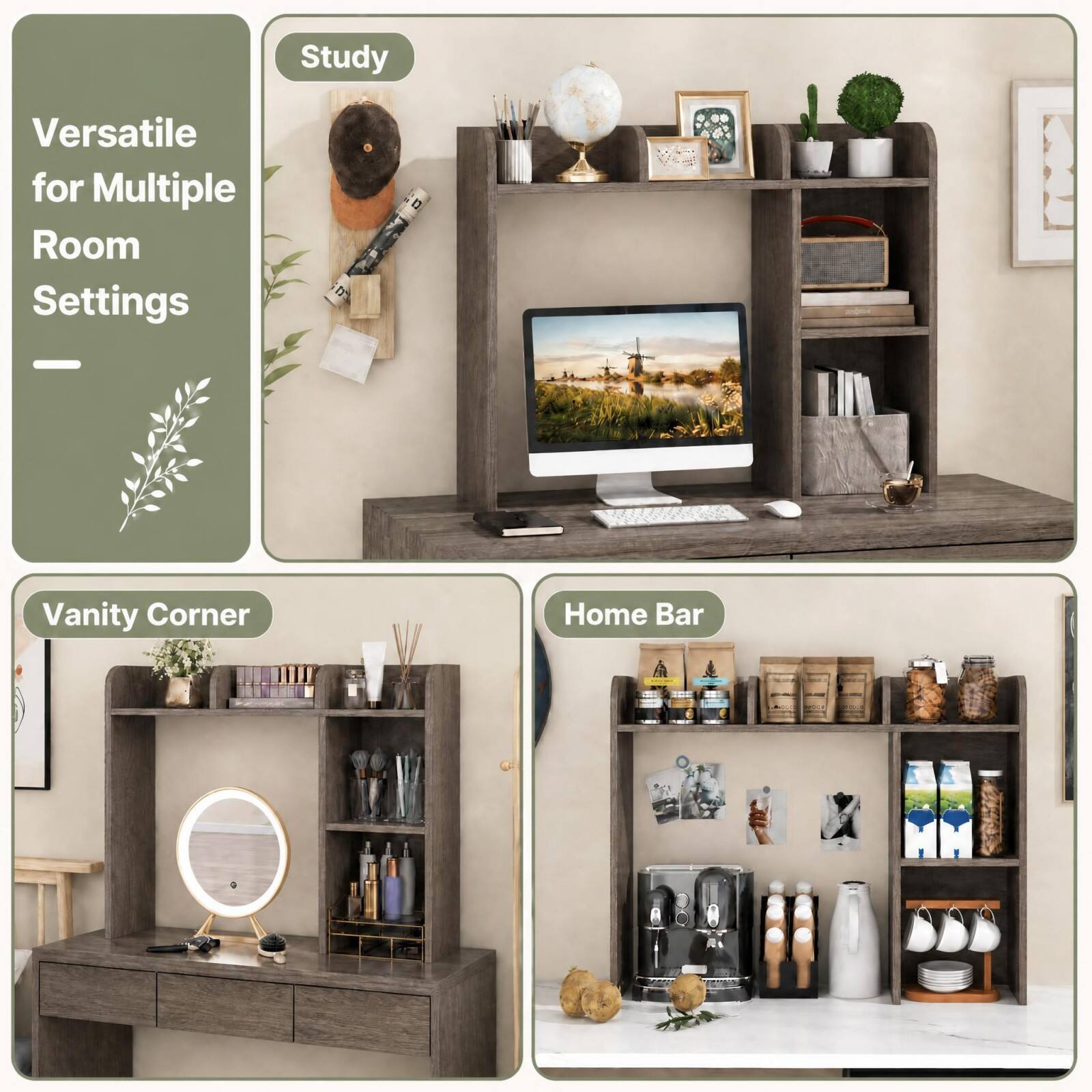 Study  
Versatile for Multiple Room Settings  
Vanity Corner  
Home Bar