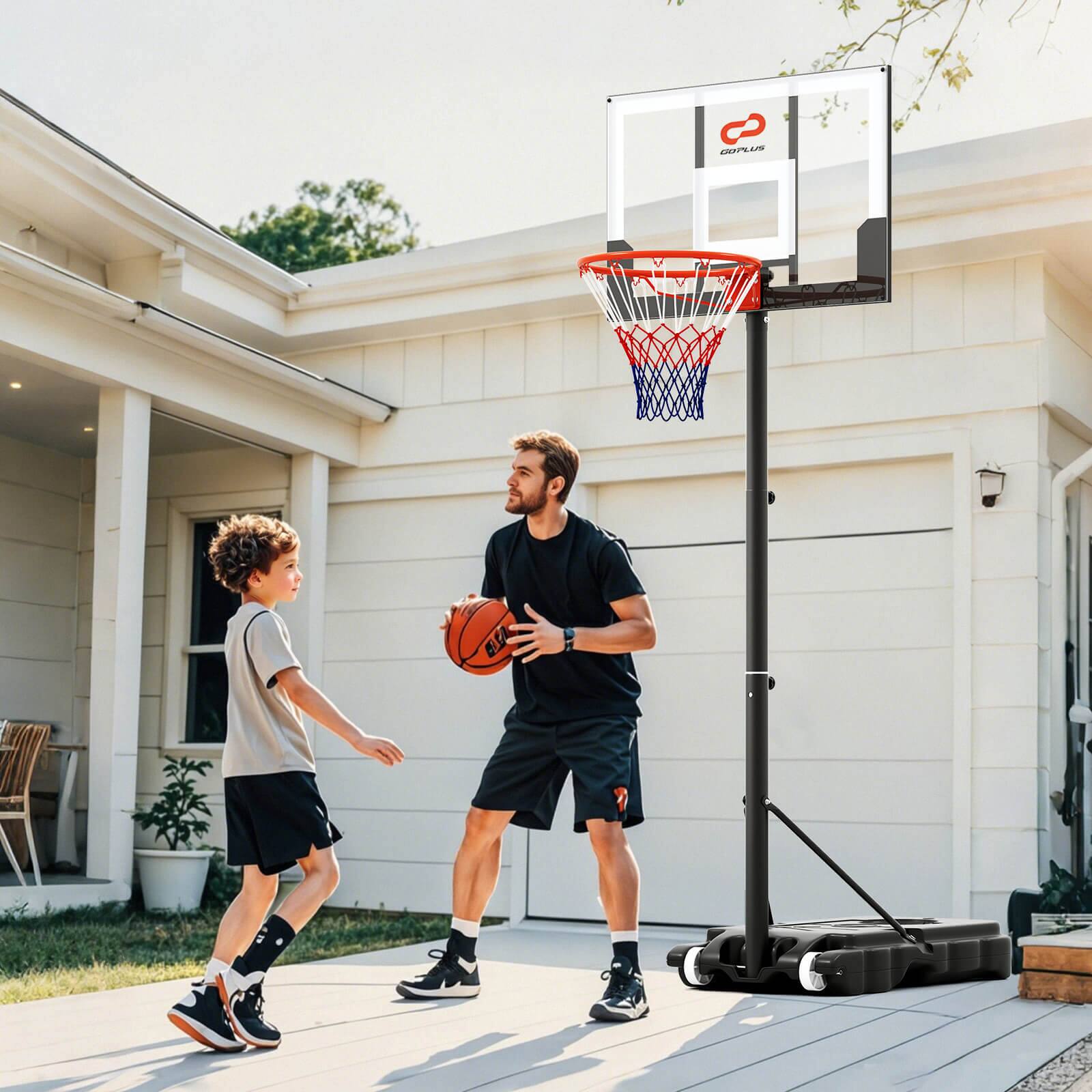 Alt View 1. Costway - Goplus Kids Basketball Hoop Outdoor 3.3-7 FT with Shatterproof PC Backboard Fillable Base - Black & White.