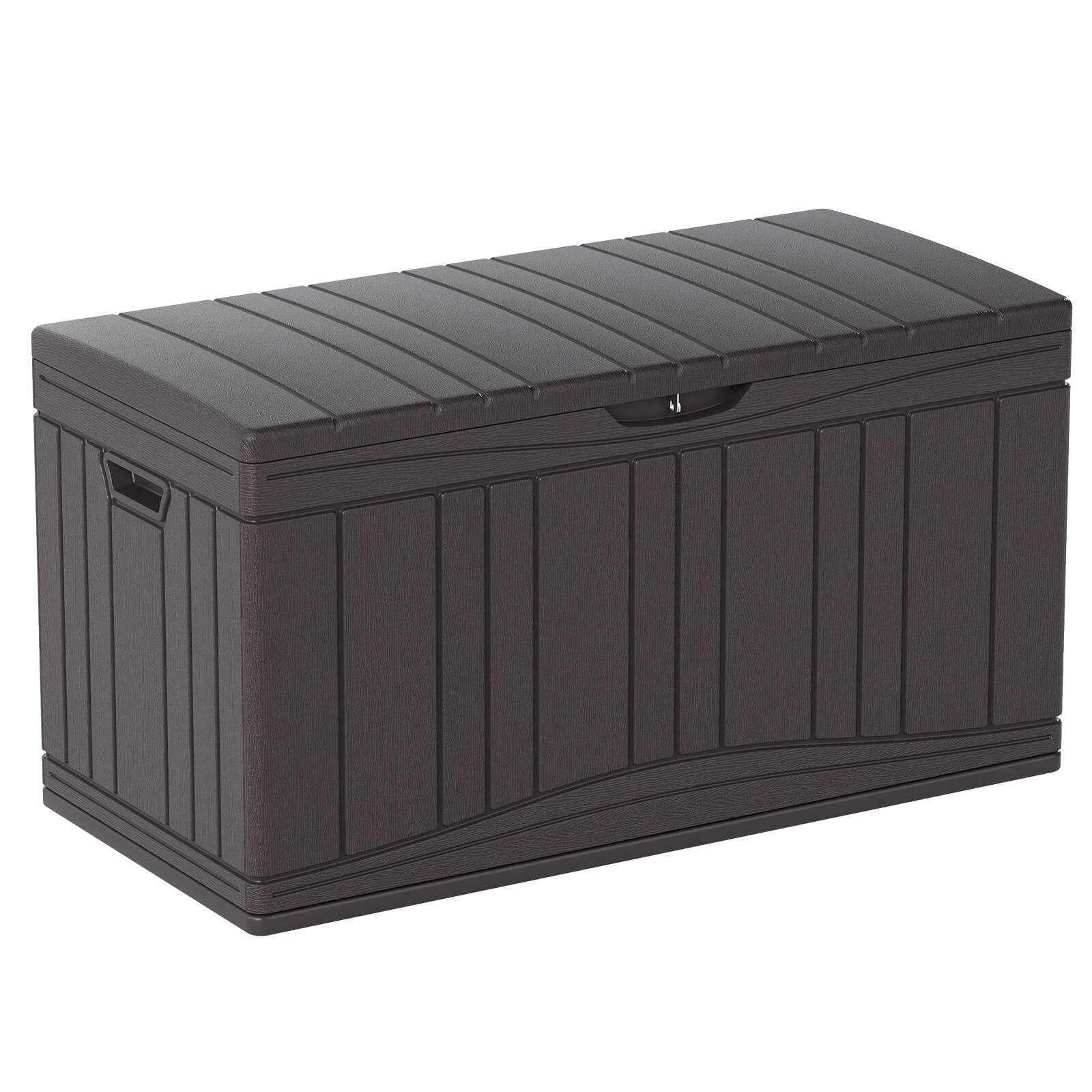 Alt View 9. Costway - Costway 80 Gallon Outdoor Deck Box with Gas Struts & Lock-Compatible Lid for Packages - Brown.