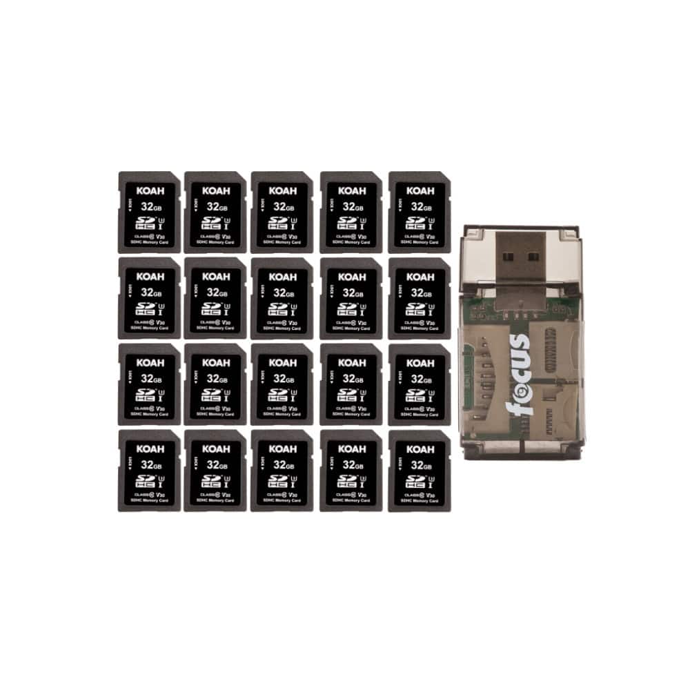 Koah - Ultimate 32GB SDHC Memory Card (20-Pack) with High Speed Card Reader