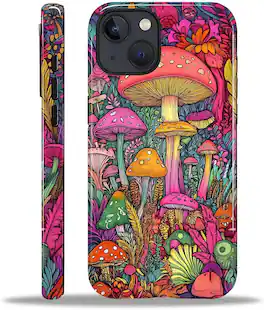 BUBM - Smartphone Case for iPhone 15 Plus - 2-Layer Durable Smartphone Protection Case - Psychedelic Mushrooms