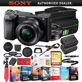Sony - a6400 4K Mirrorless Camera ILCE-6400L/B 16-50mm Lens + Deco Gear Travel Case Kit