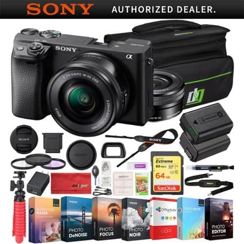 Bundle - Sony - a6400 4K Mirrorless Camera ILCE-6400L/B 16-50mm Lens + Deco Gear Travel Case Kit