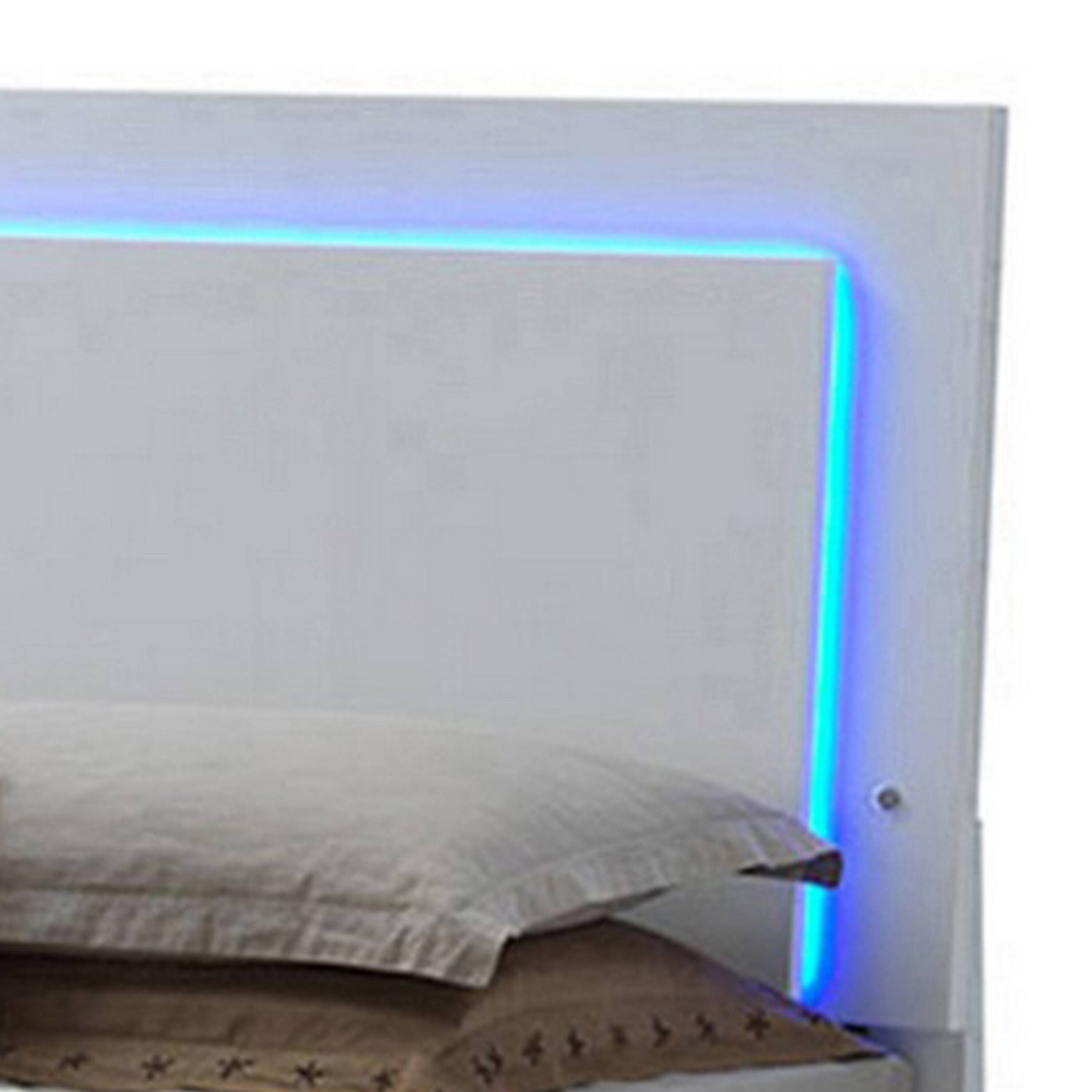 Alt View 1. Manhattan Lane - Sok King Panel Bed with LED Headboard, Low Profile Footboard - White.