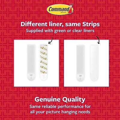 Command Brand

Different liner, same Strips
Supplied with green or clear liners

Genuine Quality
Same reliable performance for all your picture hanging needs