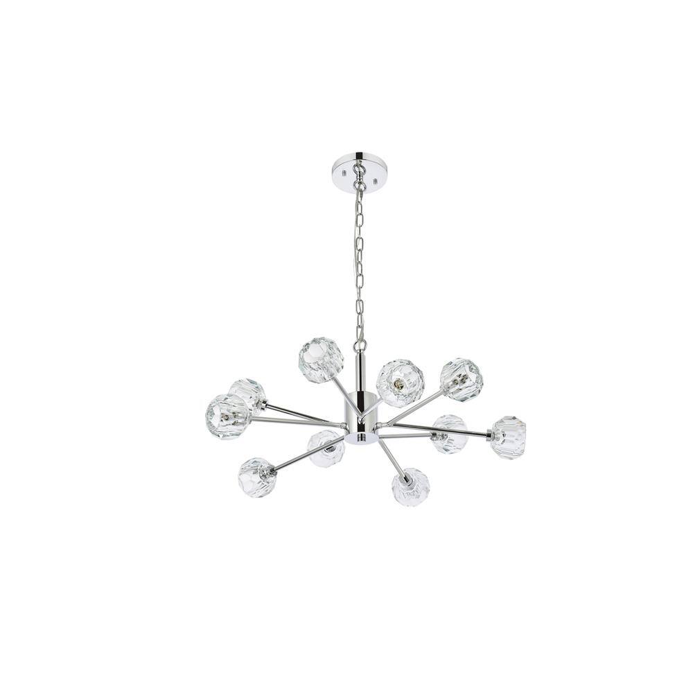 Back. Elegant Lighting - Graham 10 Light Pendant in Chrome - Chrome And Clear.