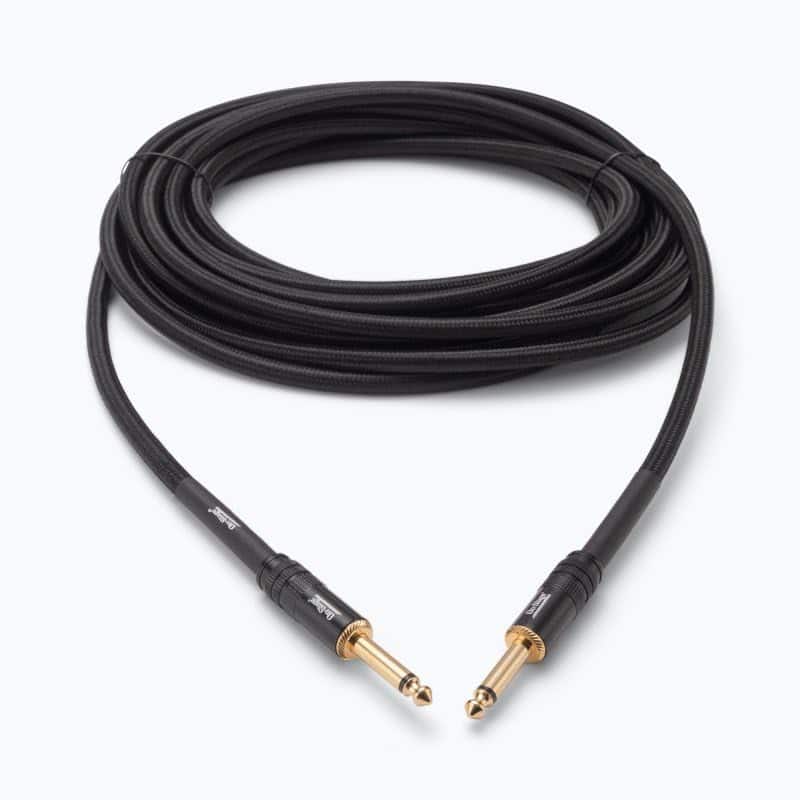 On Stage Stands - On-Stage Production-Grade ICS-15 Braided Instrument Cable (Gold Plated Straight Connectors, Double Braided Jacket - Black