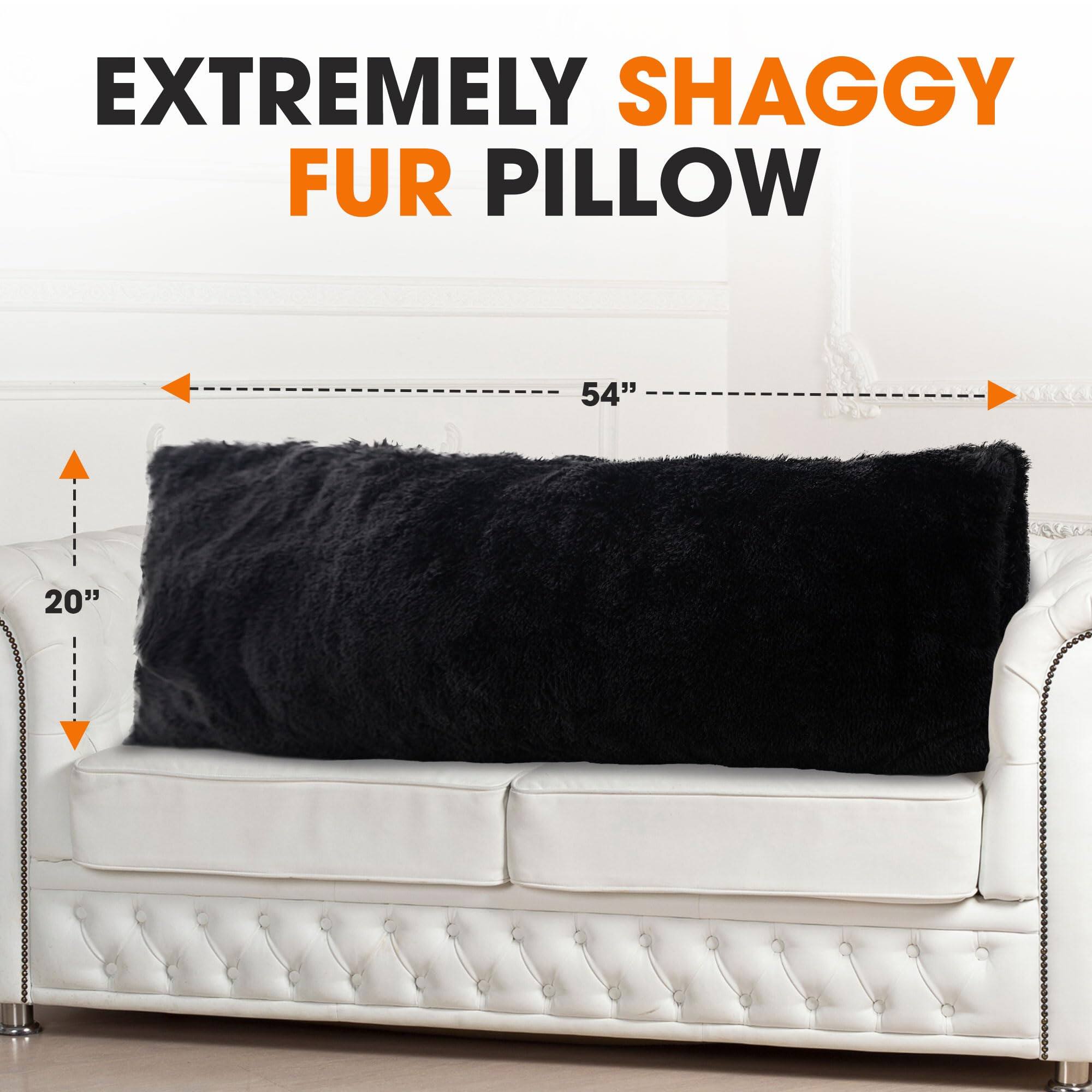 Cheer Collection Ultra Plush Long Hair Shaggy Faux Fur Body Pillow with ...
