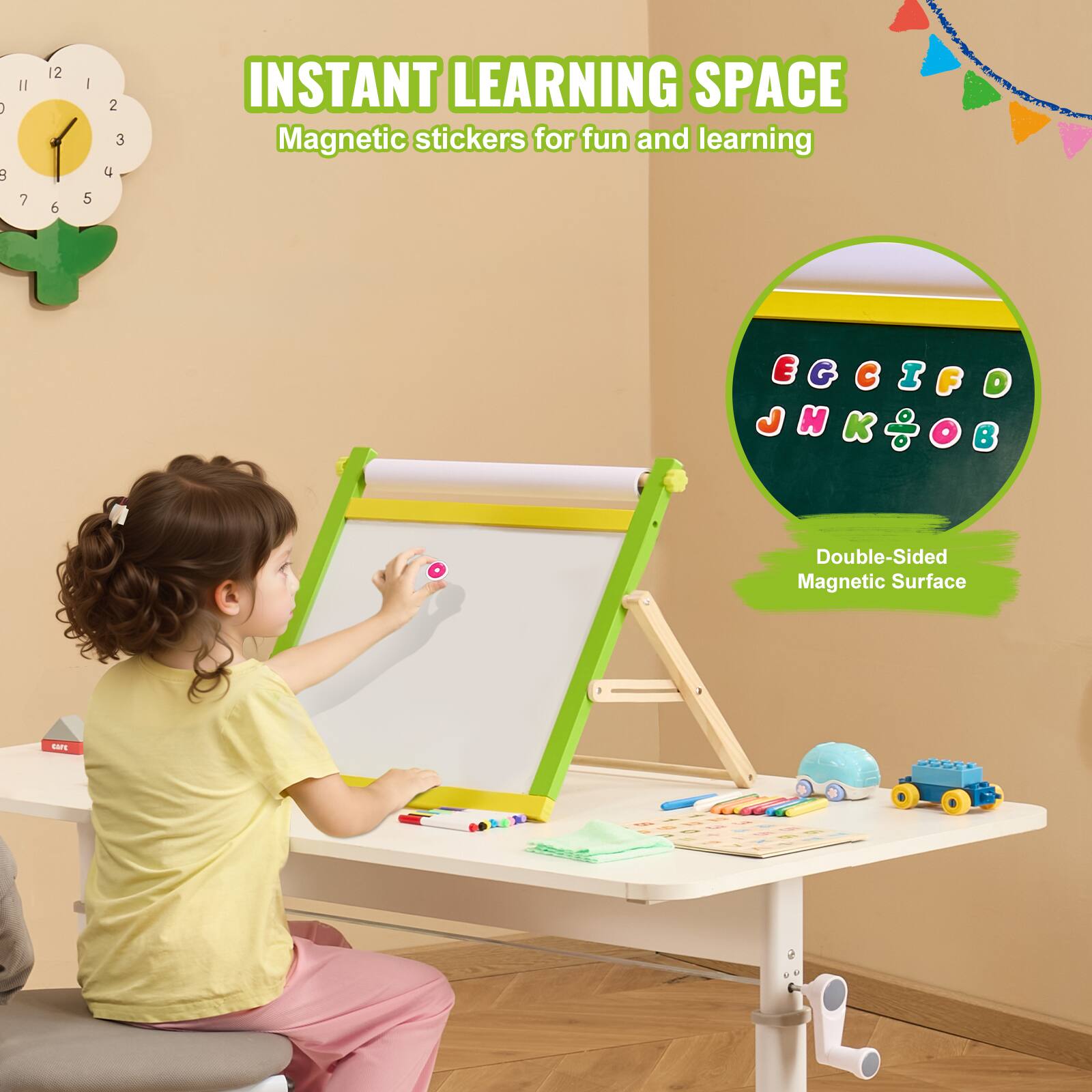 INSTANT LEARNING SPACE  
Magnetic stickers for fun and learning  

Double-Sided Magnetic Surface  

EGCIFO  
JHKOB