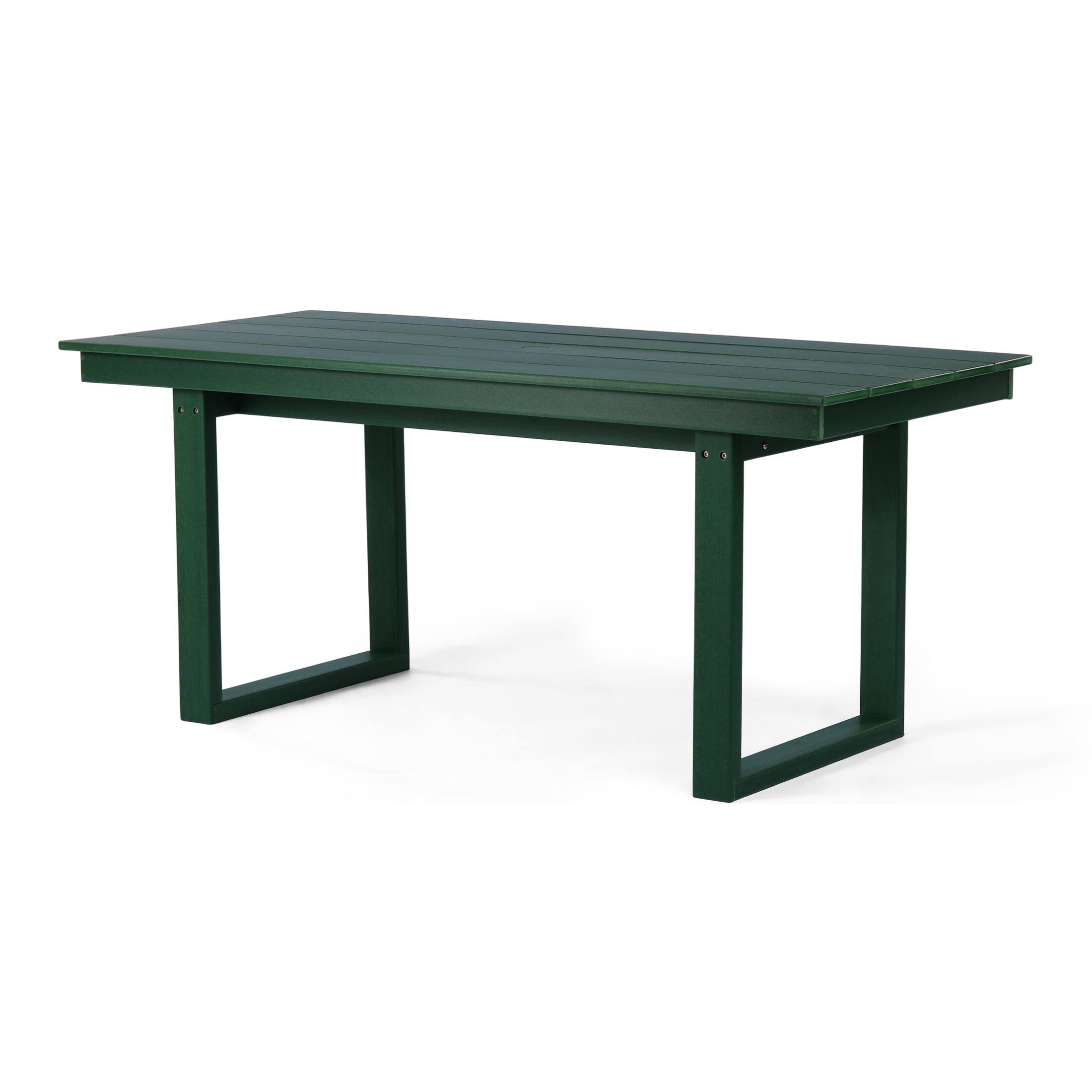 Back. WestinTrends - WestinTrends Paloma 7-Piece Modern HDPE Outdoor Patio Dining Table Set With Umbrella Hole - Dark Green.