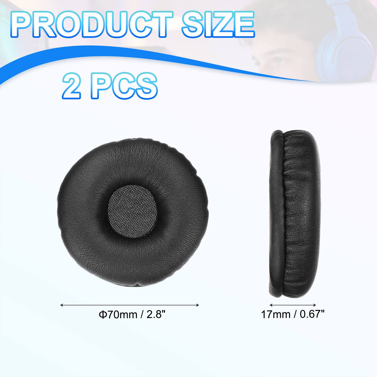 PRODUCT SIZE  
2 PCS  
Φ70mm / 2.8"  
17mm / 0.67"