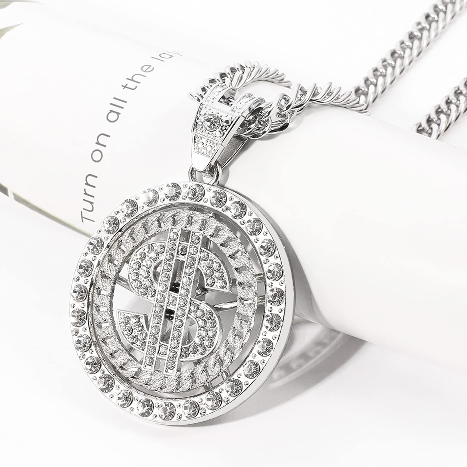 Live At Space Men's Hip Hop Dollar Sign Necklace 80s 90s Chunky Gold ...
