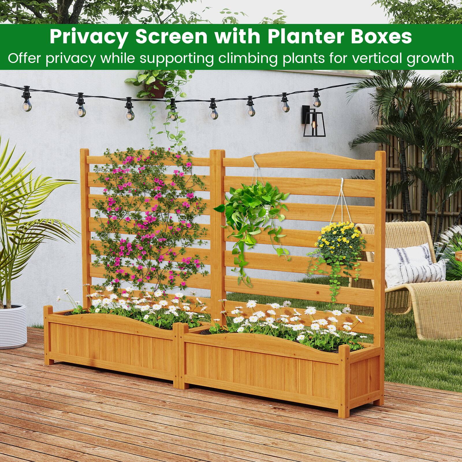 Privacy Screen with Planter Boxes  
Offer privacy while supporting climbing plants for vertical growth