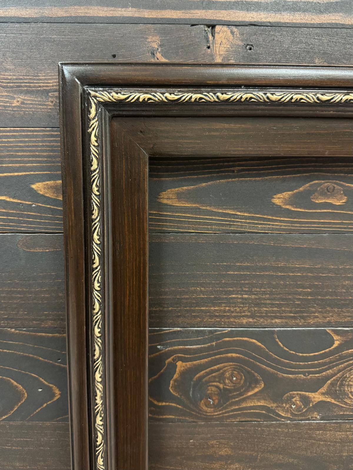 Back. LAREDO FRAME FACTORY - 65 inch Handmade wood For TCL A300W NXTVISION Tv - DARK WALNUT WITH GOLD.