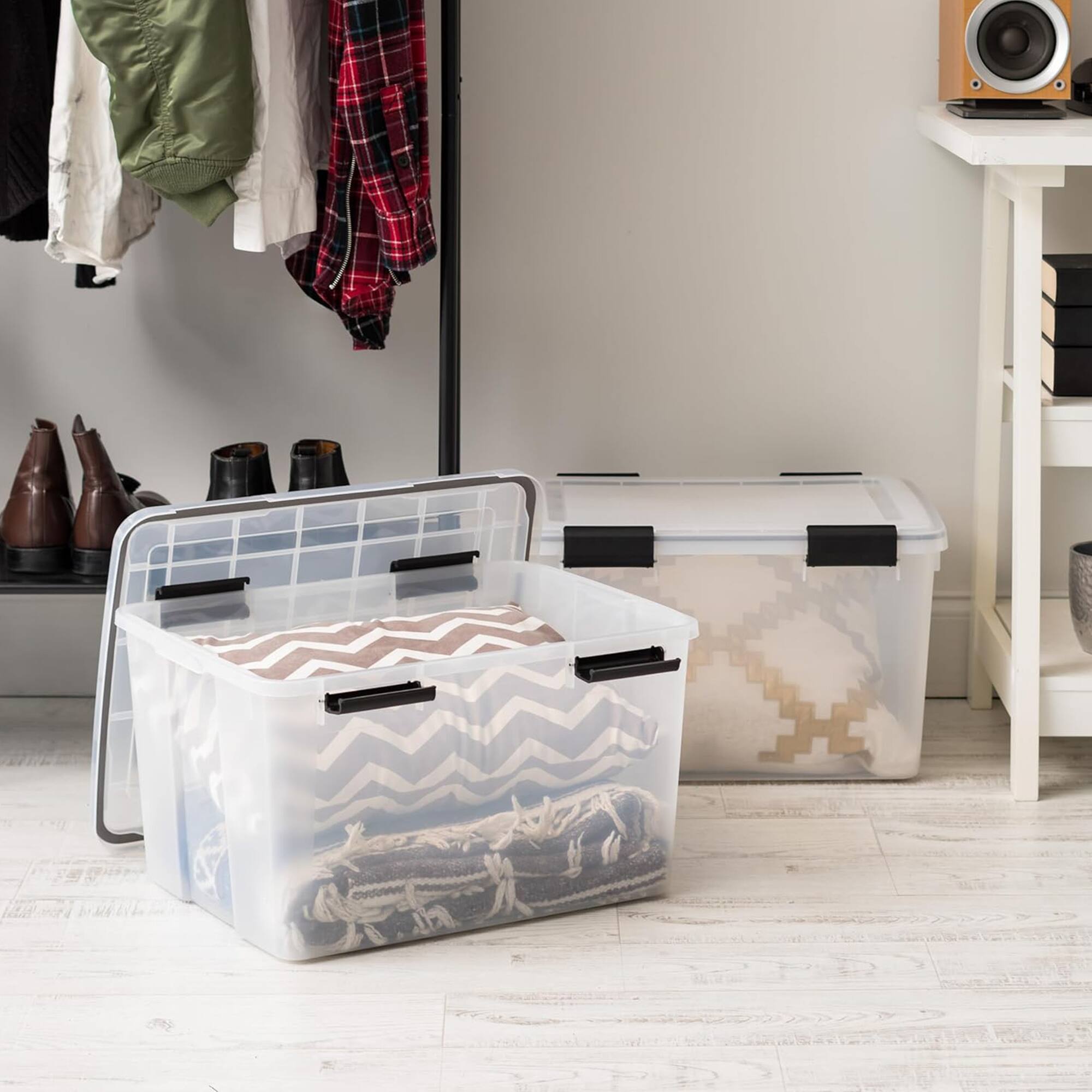 Alt View 3. IRIS USA - IRIS USA 47 Qt Storage Bins Plastic Gasket Box with Tight Latching Lids, 2 Pack - Clear.