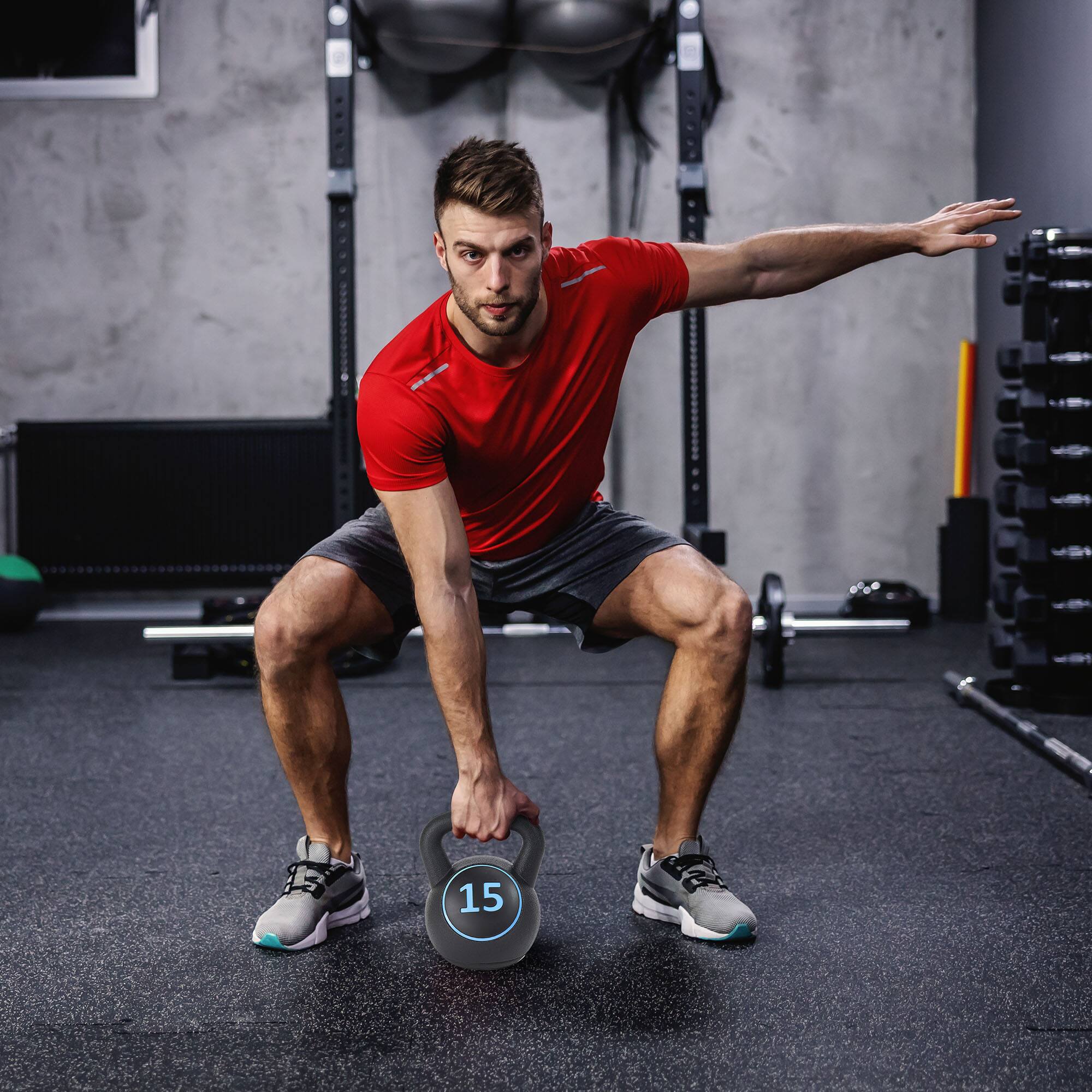 Alt View 4. BalanceFrom Fitness - BalanceFrom Wide Grip Kettlebell Fitness Exercise Weights, 5, 10, and 15 Pounds - Black.