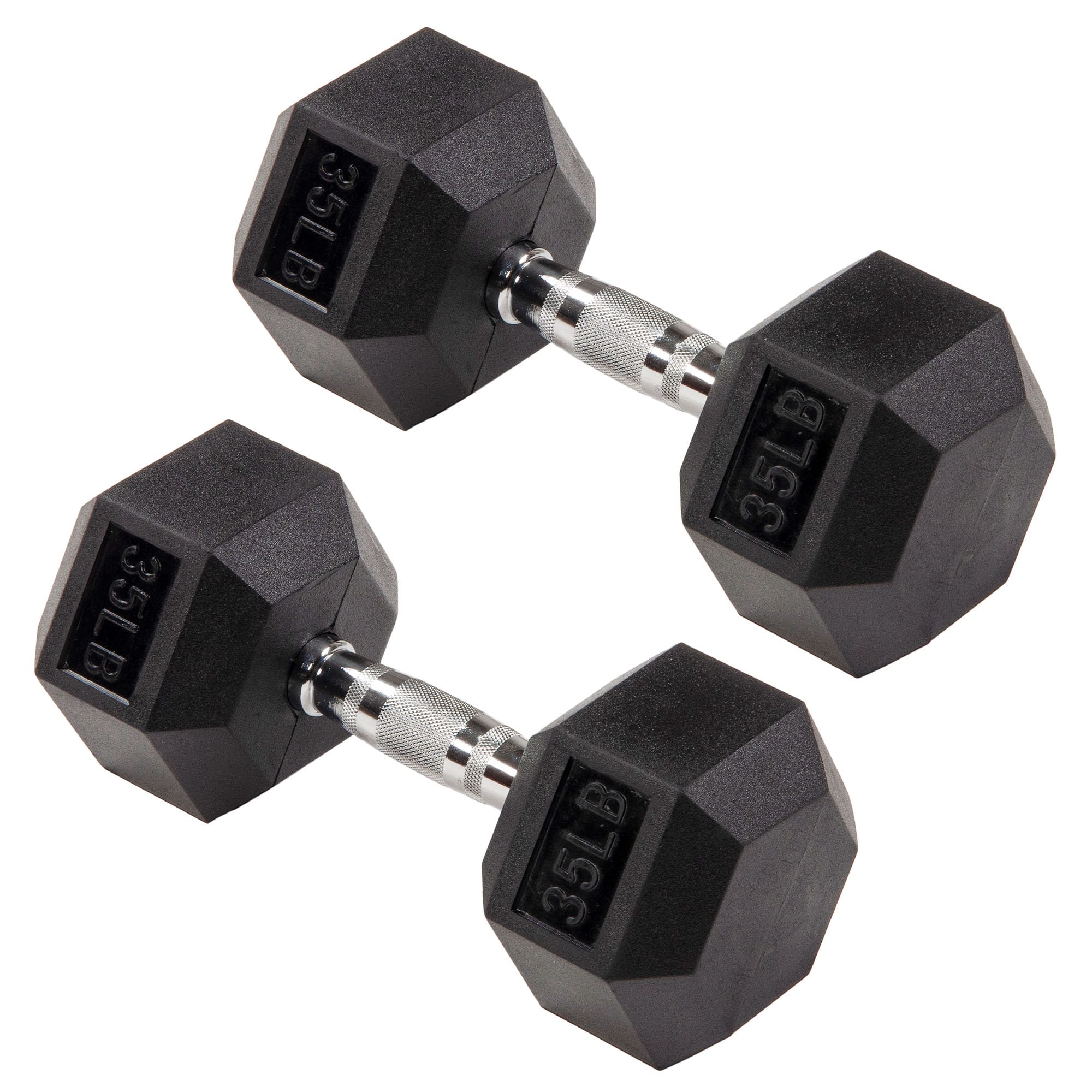 Signature Fitness - Hex Dumbbells Strength Training Workout Equipment Set, 35 lbs - Black