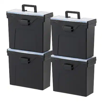 Front. IRIS USA - IRIS USA Portable Letter Size File Box with Handle for Hanging Folders.