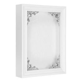 Unique Bargains - Shadow Box Frame, 7.5x5.1 Inch Wooden Display Case with Clear Glass for Photo Memorabilia Dried Flower - White