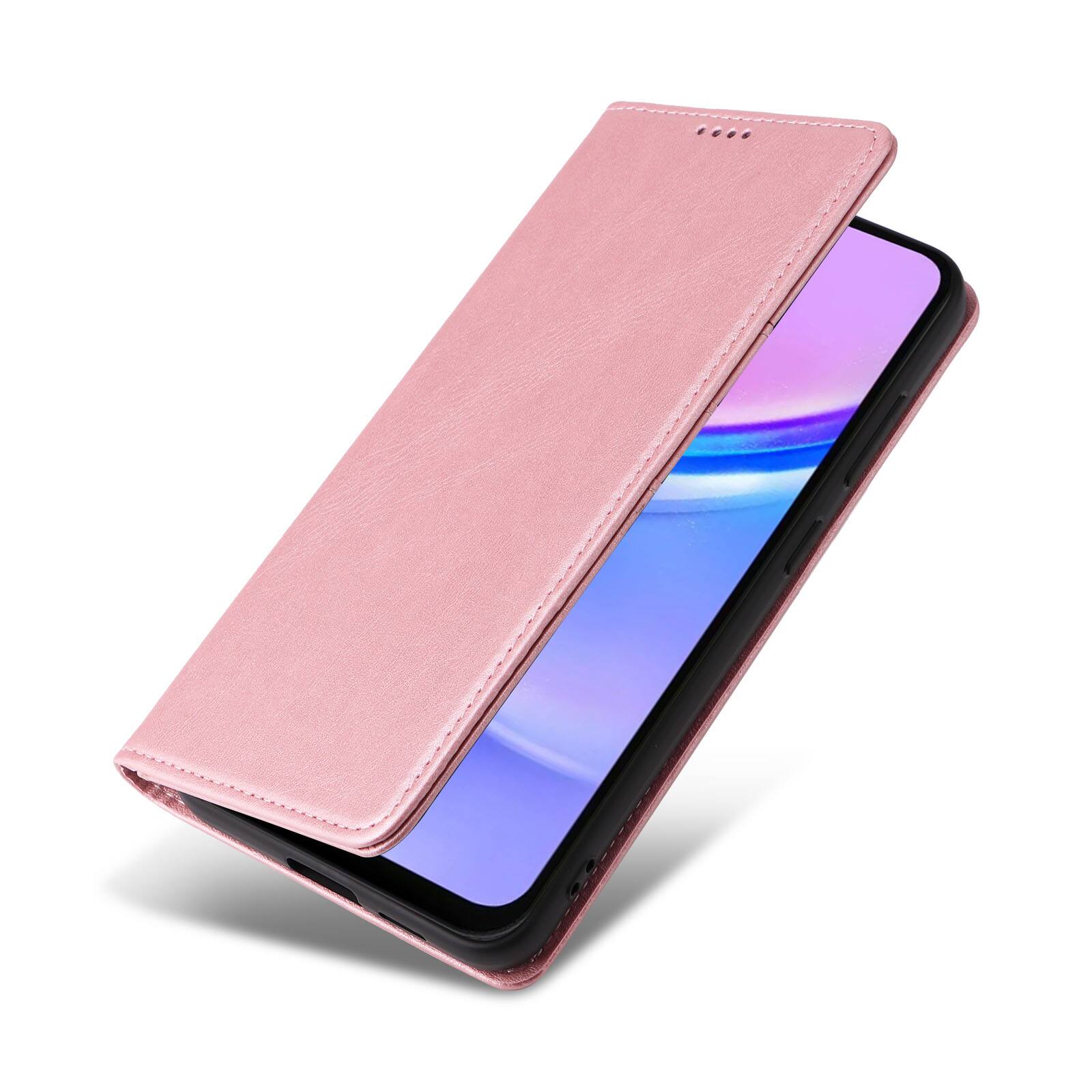 Left. Dteck - Case for Samsung Galaxy A16 5G,Wallet Case with Card Holder for Women Men,Shockproof PU Leather Flip Kickstand Cover - Rosegold.