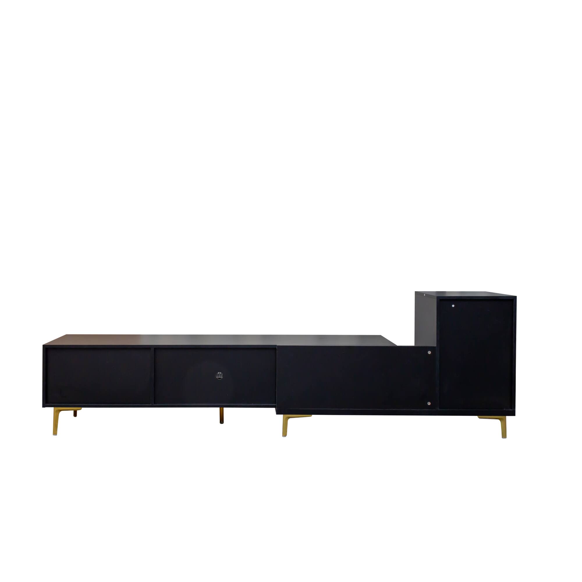 Alt View 2. GOODSILO - Extendable Rectangle TV Stand and Media Console with Adjustable Storage - Black.
