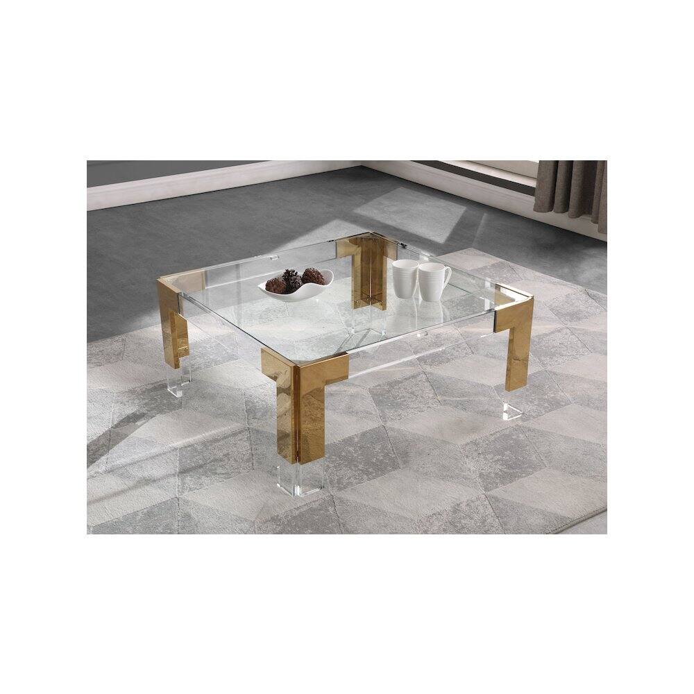 Alt View 1. Meridian Furniture - Casper Coffee Table - Gold.