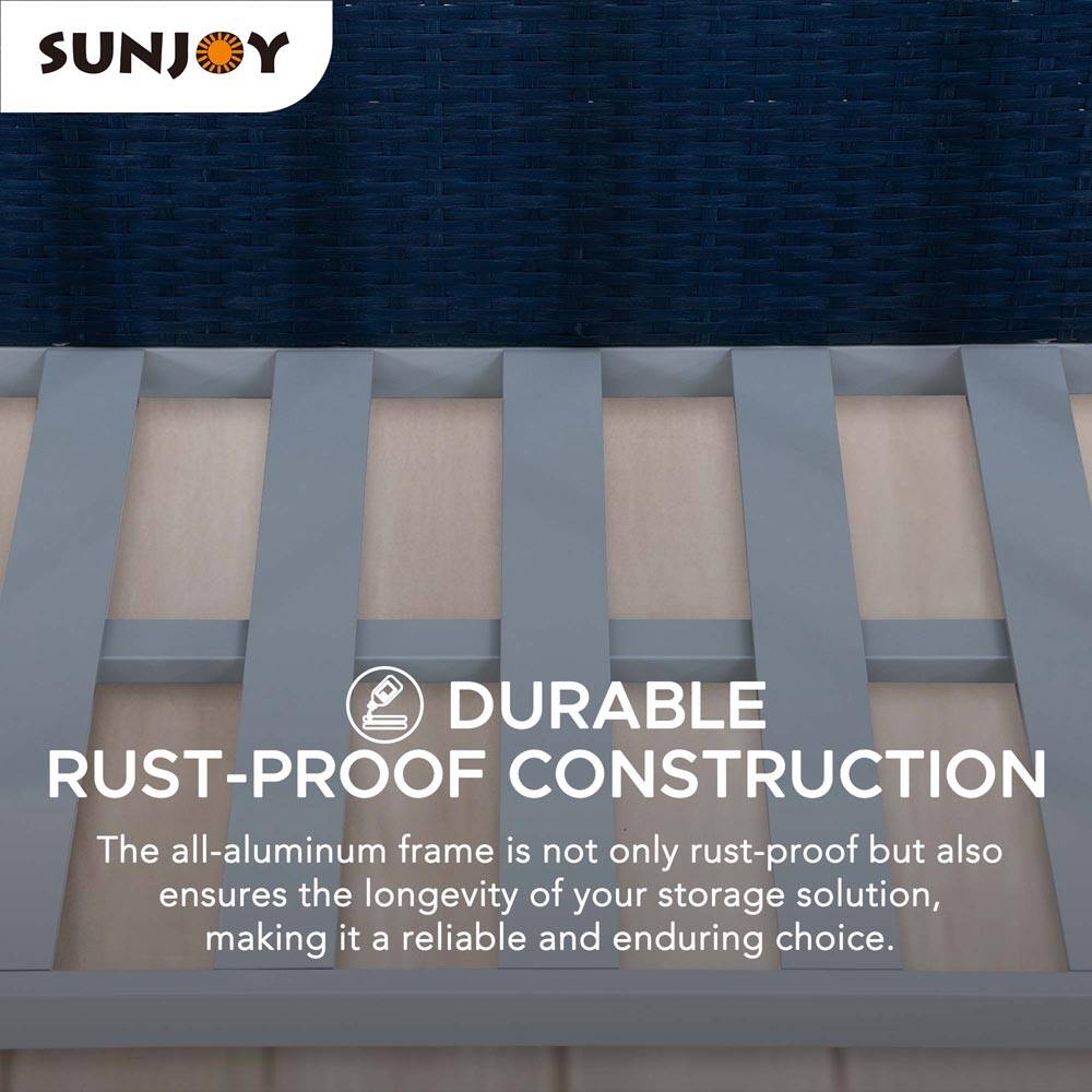 SUNJOY

DURABLE RUST-PROOF CONSTRUCTION

The all-aluminum frame is not only rust-proof but also ensures the longevity of your storage solution, making it a reliable and enduring choice.
