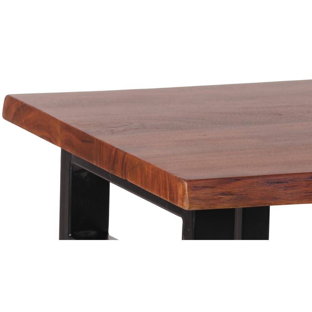 Back. AmeriHome - Acacia Live Edge Trestle Coffee Table - Brown/Black.
