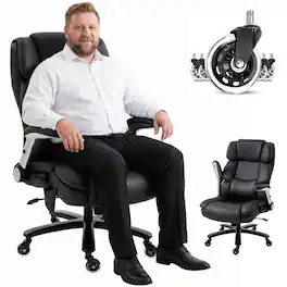 Homcom - Office Chair with Inflatable Adjustable Lumbar Support - Black