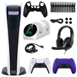 PS5 Digital Console with Extra Purple Dualsense Controller and Accessories Kit - PlayStation 5