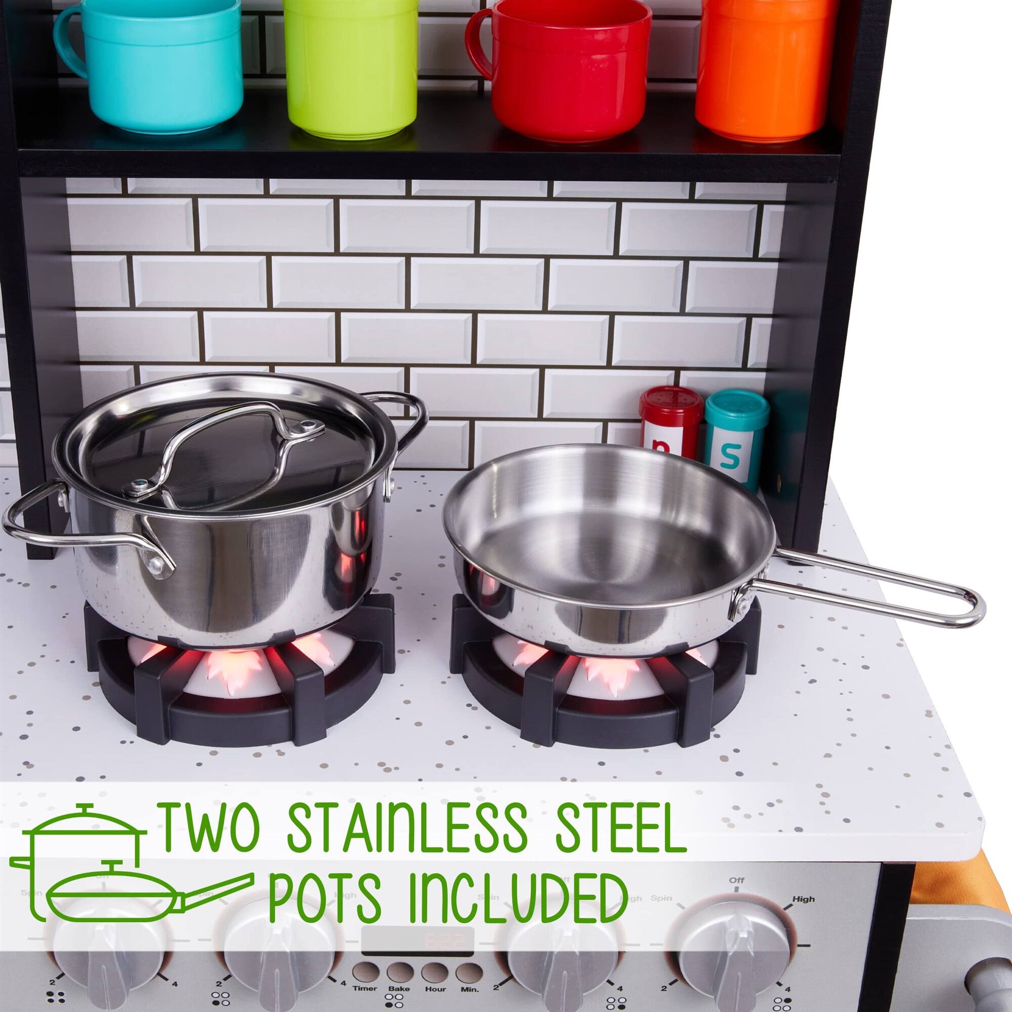 TWO STAINLESS STEEL POTS INCLUDED